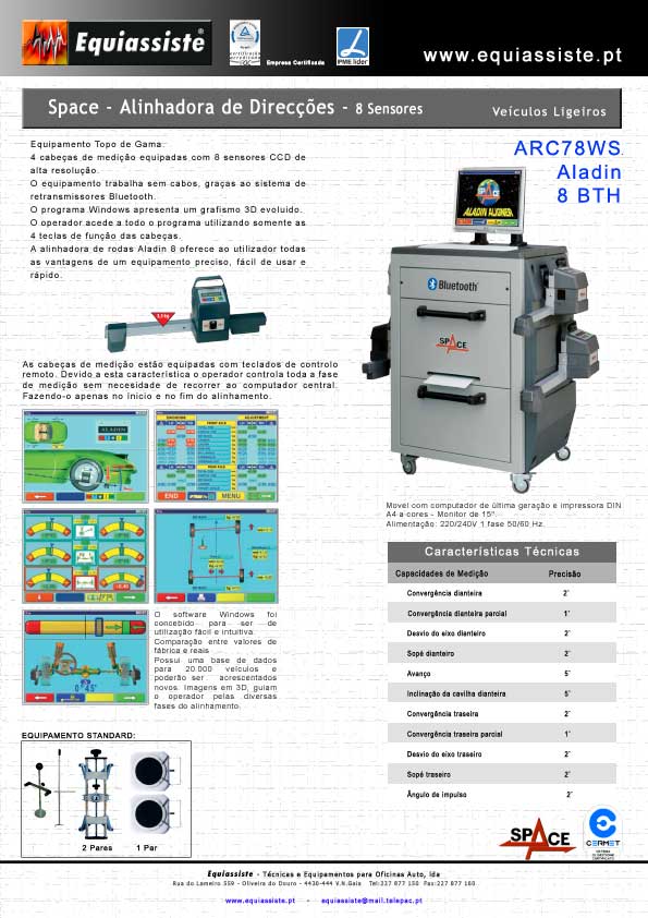 Space Equipamento para Verificação de Alinhamento a veículos Ligeiros em Centros de Inspecção CITV Categoria B